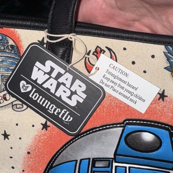 NWT Star Wars Loungefly Tote Bag R2d2 Beep Boop Shoulder Bag Tattoo Style - Picture 8 of 11